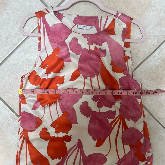 MANGO MNG Pink Orange Floral Printed Shift Dress M - Picture 6 of 7